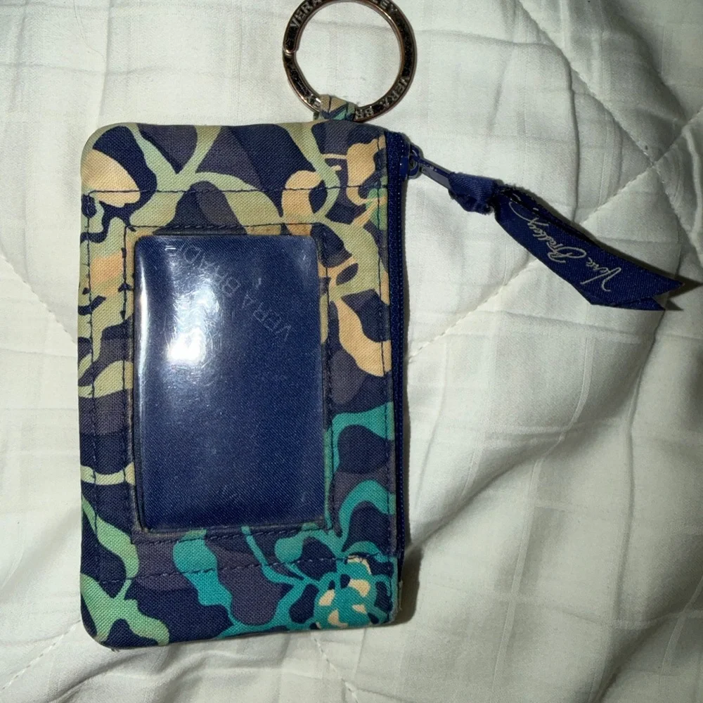 Patterned Navy Floral Card Wallet Keychain